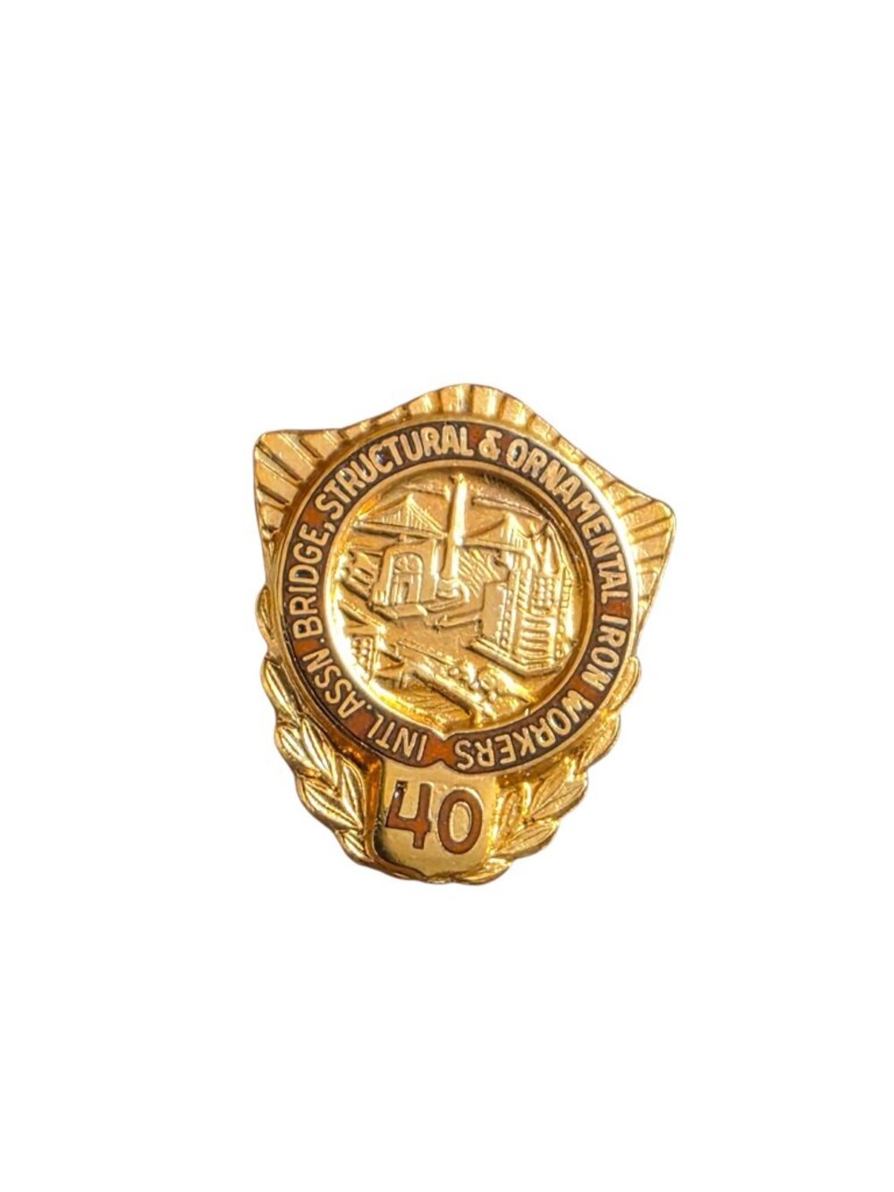 Int. Assn. Bridge Structural Ornamental Iron Workers 40 Year Pin 10K Gold Filled